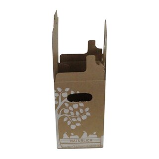 Bag in Box Karton fr 3 L, 142 x 134 x 217 mm, mit Einsteckdeckel, Handgriffstanzungen und Staublaschen mit Spenderffnung, 1-farbig bedruckt