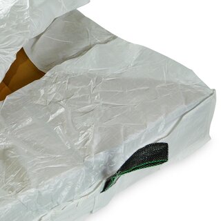 Plattenbag fr Asbest, 260 x 125 x 30 cm, SWL 1250 kg, beschichtet, geschlossener Boden,  Schrze + Deckel, 4 Hebeschlaufen, Warnaufdruck ASBEST