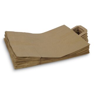 Papiertragetaschen, braun, 32 x 12 x 40 cm, gefalteter Papierhenkel, Kraftpapier 80 g/qm