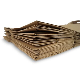 Papiertragetaschen, braun, 32 x 12 x 40 cm, gefalteter Papierhenkel, Kraftpapier 80 g/qm