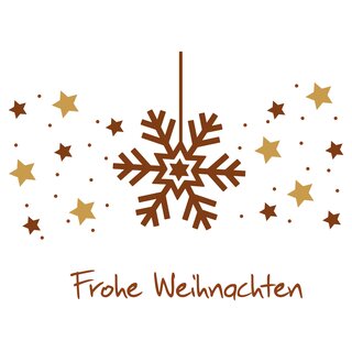 Faltkarton bedruckt, 150 x 150 x 150 mm (Innenmae), 1-wellig, braun, mit Weihnachtsdruck mit Firmenname Schneeflocken in rost