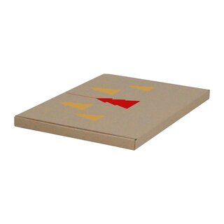 Grobriefkarton bedruckt, 350 x 250 x 20 mm, braun  mit Weihnachtsdruck ohne Firmenname Tannen rot- gold