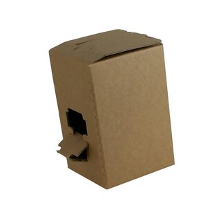 Bag in Box Karton für 3 L, 142 x 134 x 217 mm, mit Einsteckdeckel, Handgriffstanzungen und Staublaschen mit Spenderöffnung UNBEDRUCKT