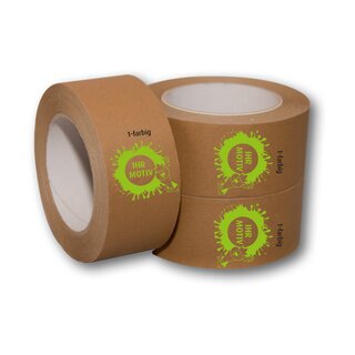 Papier-Klebeband 50 mm x 50 lfm  individuell bedruckt Ihr Logo/Text braun 1-farbig bedruckt ab 72 Stck