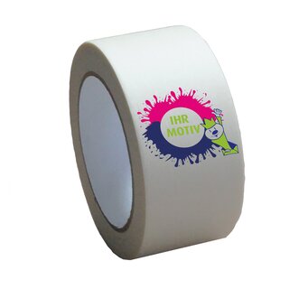 Papier-Klebeband 50 mm x 50 lfm  individuell bedruckt Ihr Logo/Text wei 3-farbig bedruckt ab 72 Stck