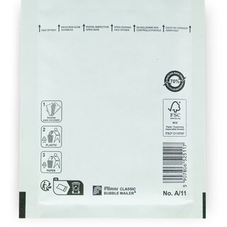 Luftpolster-Versandtasche A/1, 120 x 175 mm (Außenmaße), weiß