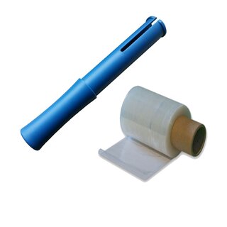 6 Abroller Miniroller Handabroller blau Stretchfolie für Kerndurchmesser 38mm 
