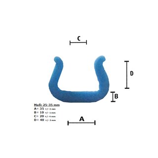 PE-Schaumprofile U Profil /Kantenschutz Klemmbreite: 25 - 35 mm x 2 m Länge, blau