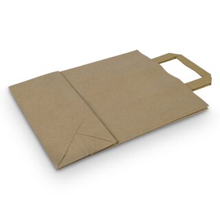 Papiertragetaschen, braun, 22 x 10 x 28 cm, gefalteter Papierhenkel, Kraftpapier 70 g/qm