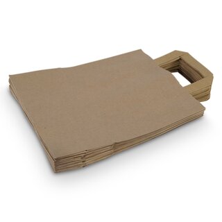 Papiertragetaschen, braun, 22 x 10 x 28 cm, gefalteter Papierhenkel, Kraftpapier 70 g/qm
